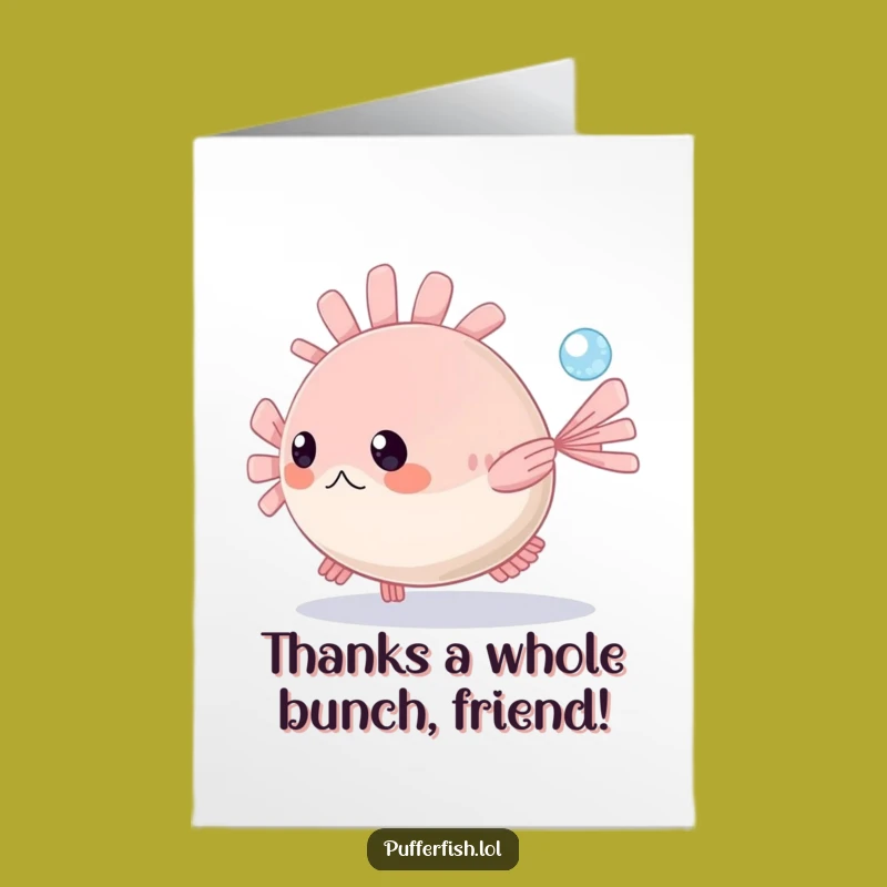 Free Printable Thank You Card: Funny Pufferfish Bubble Chase - Downloadable Gratitude