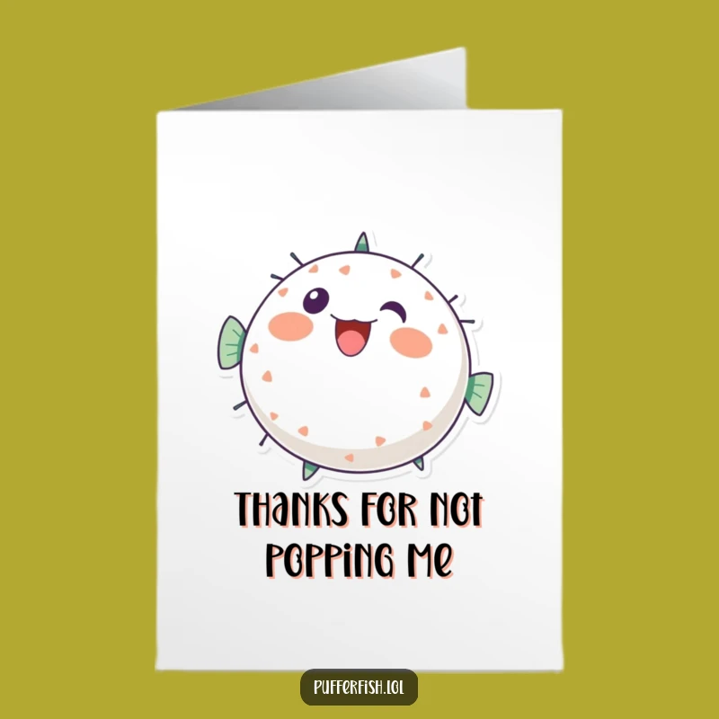 Free Printable Thank You Card: Bubbly Pufferfish Expresses Gratitude Cheerfully!