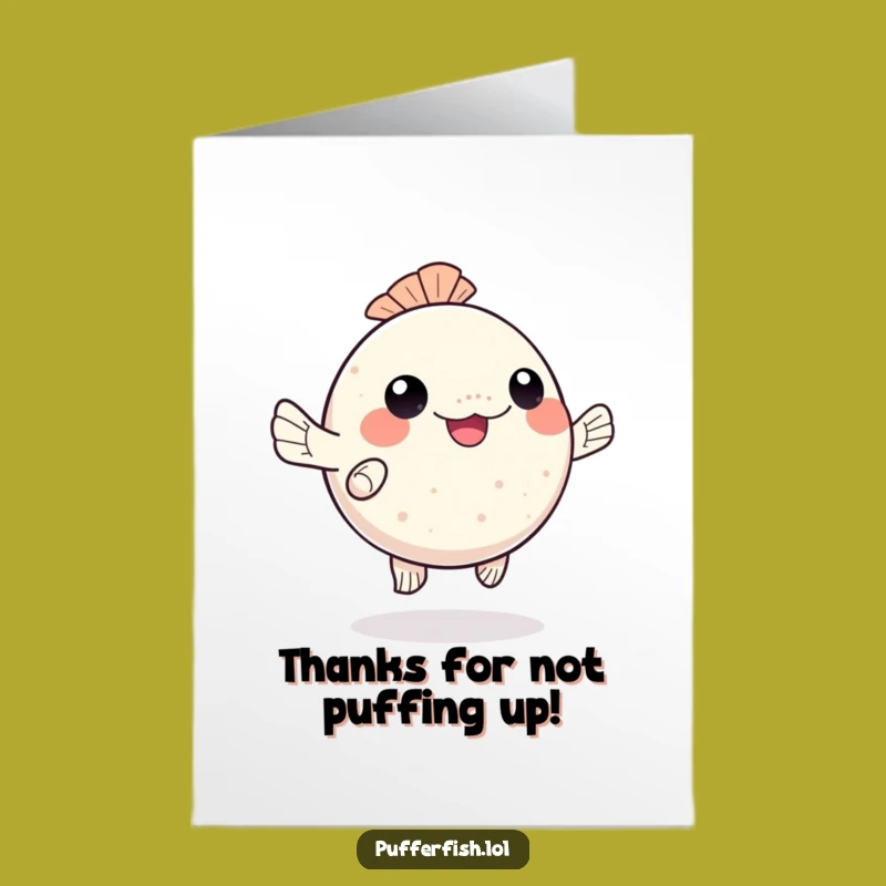 Free Printable Thank You Card: Pufferfish Thanks with a Happy Dance!