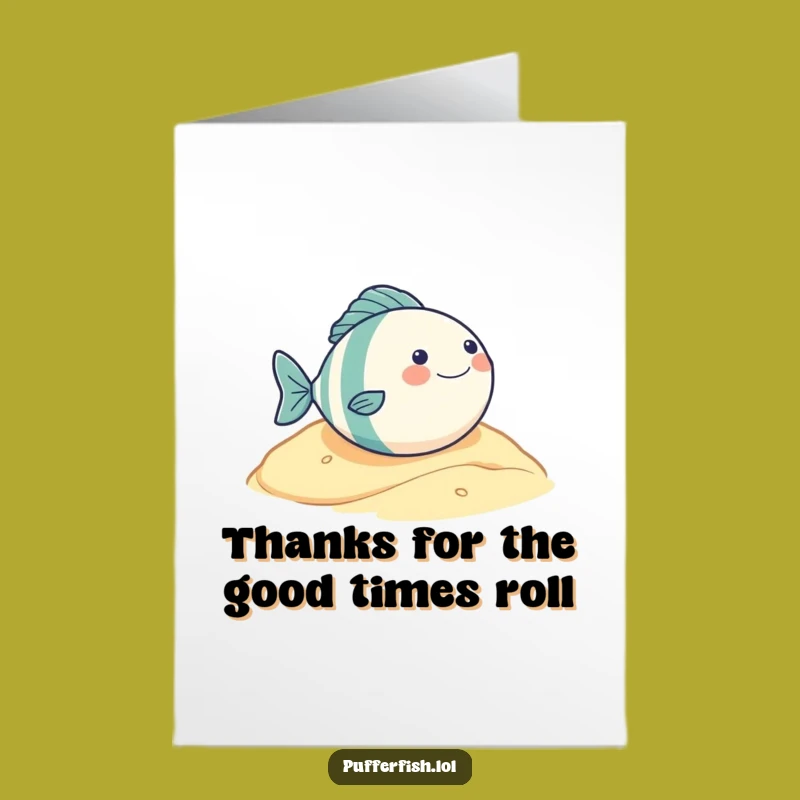Free Printable Thank You Card: Giddy Round Fish Rolling Downhill - Funny Downloadable Gift