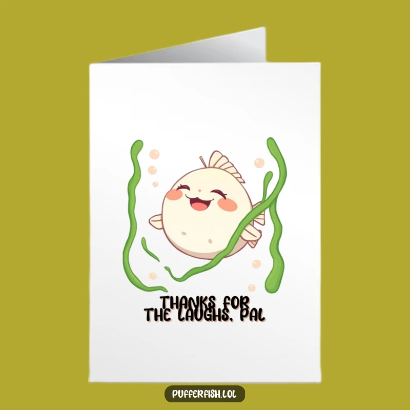 Free Printable Thank You Card: Pufferfish Tickled Pink with Laughter - Funny Downloadable Gift