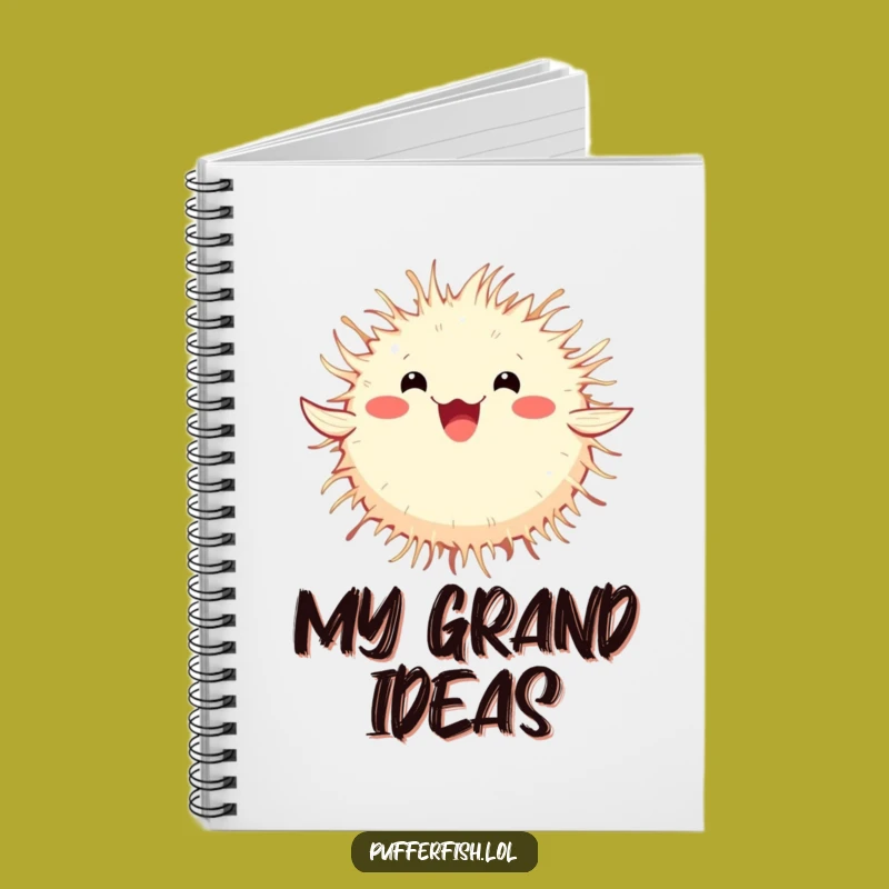 Funny Pufferfish Spinning Notebook: Jot Down Happy Thoughts Gift