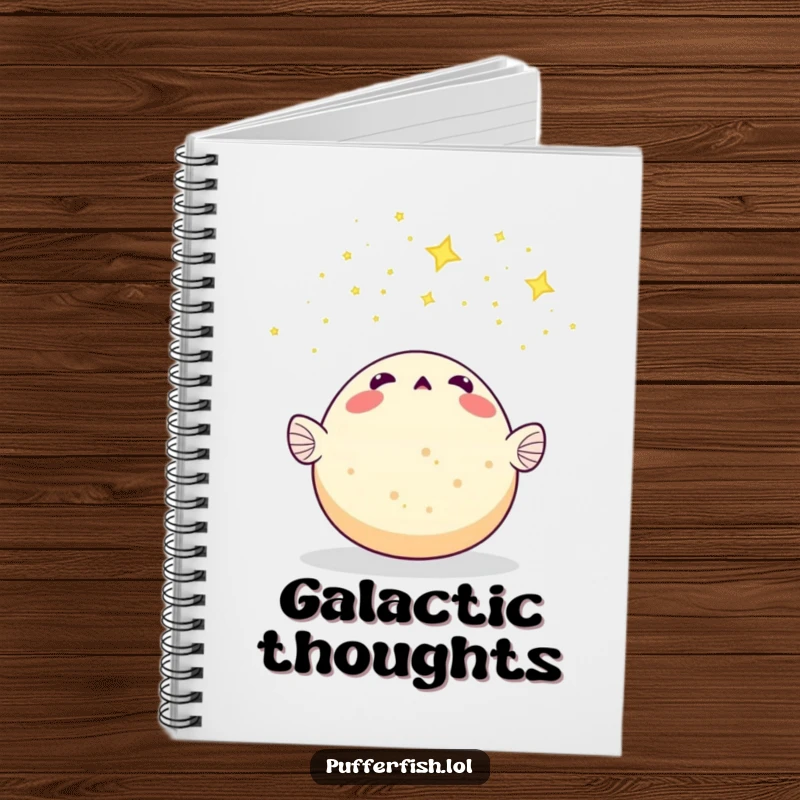 Funny Pufferfish Notebook: A surprised pufferfish looks up at a meteor shower of tiny stars, ideal for jotting down thoughts magically.