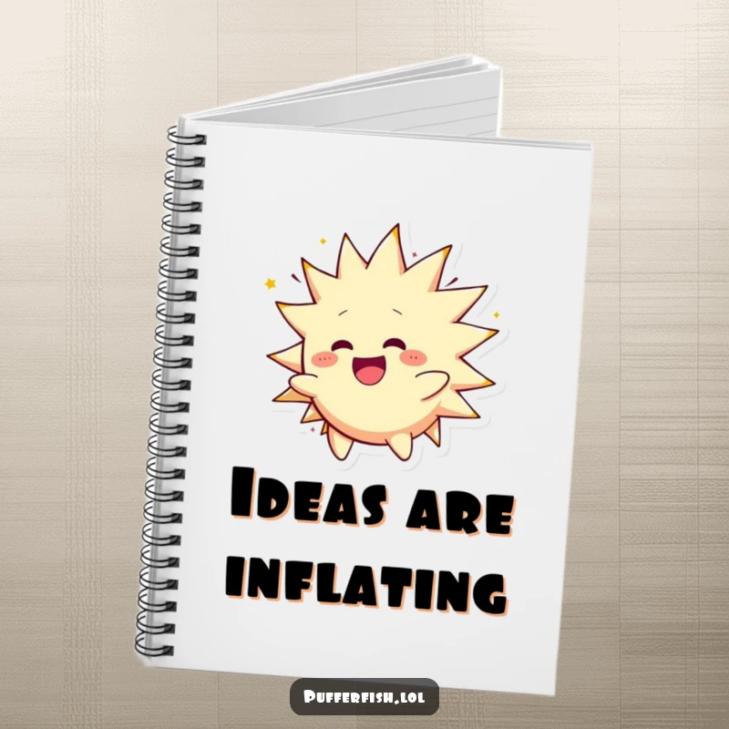 Funny Spiky Character Notebook: A spiky creature inflates and spins, making this a humorous and functional journal cover.