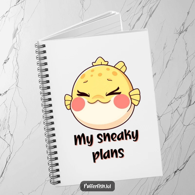 Funny Pufferfish Notebook: A notebook featuring a pufferfish comically puffing its cheeks and winking mischievously, ready to capture your notes.