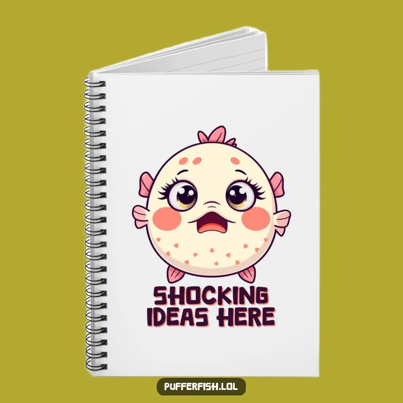 Funny Surprised Pufferfish Notebook - Wide-Eyed Kawaii Journal - Creative Gift