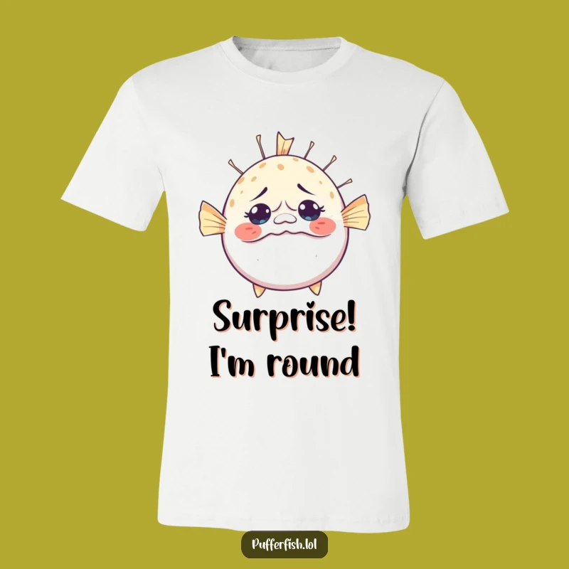 Funny Bewildered Pufferfish Inflating T-Shirt: Hilarious Surprise Surprise Apparel