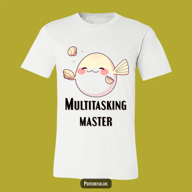 Funny Juggling Pufferfish T-Shirt: Seashell Show-Off Tee, Your Perfect Funny Gift