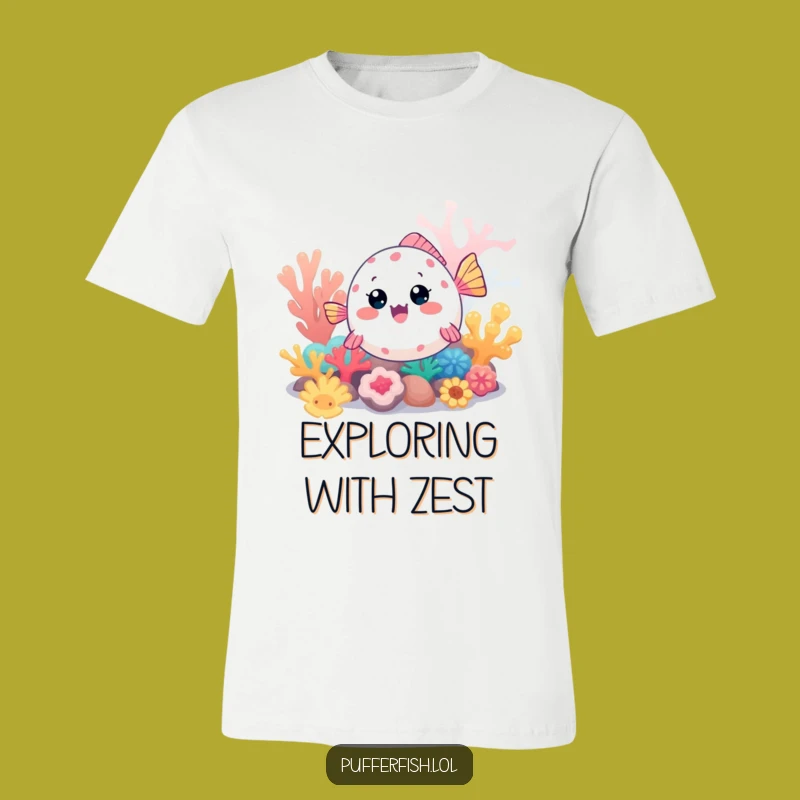 Funny Kawaii Pufferfish T-Shirt: Exploring Fish Tee for Underwater Fun Enthusiasts