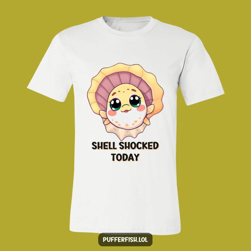 Funny Pufferfish Seashell T-Shirt: Hilarious Ocean Peek Tee for Marine Lovers