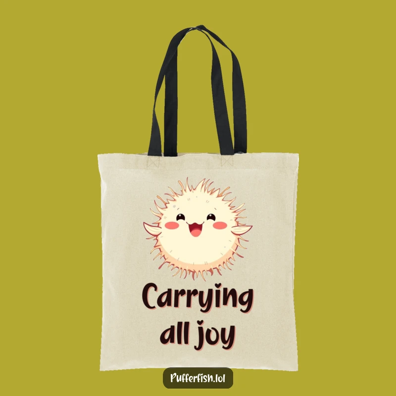 Funny Pufferfish Happiness Tote Bag: Carry Your Joy in Style Gift