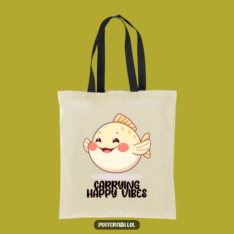Funny Wiggling Pufferfish Tote Bag: Happy Grin for Everyday Adventures