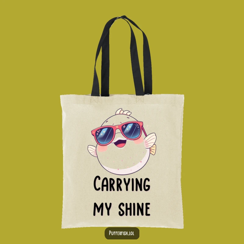 Funny Pufferfish Tote Bag: Giggle-Worthy Style with Sparkly Sunglass Charm