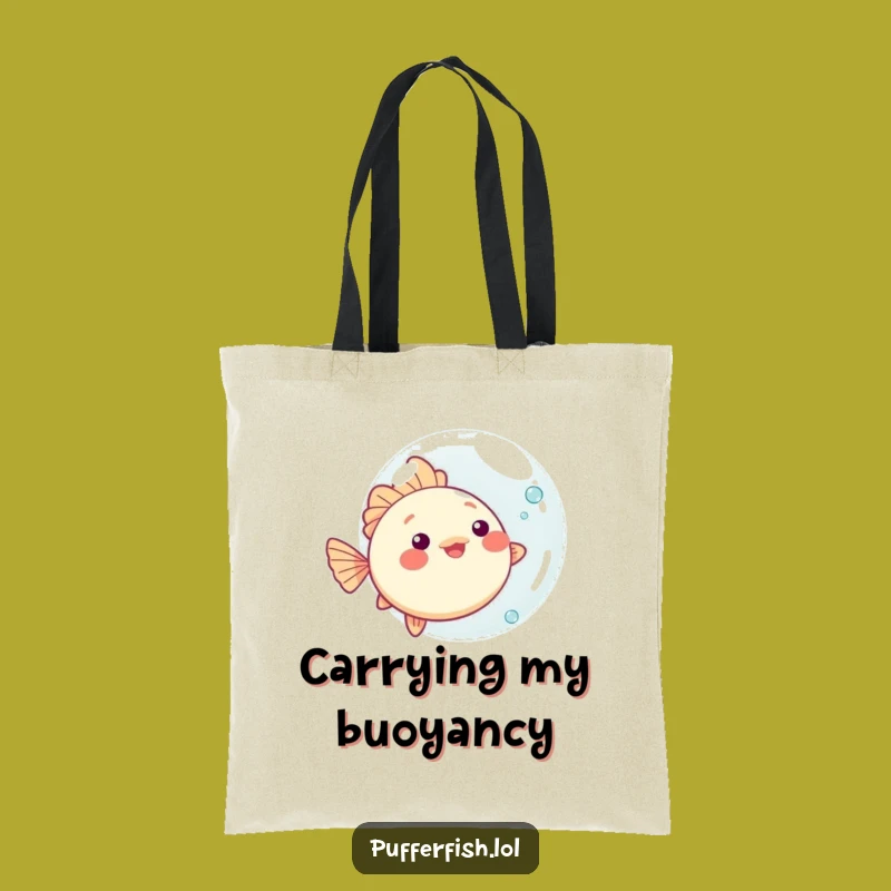 Funny Kawaii Pufferfish Bubble Tote Bag - Playful Ocean Carry-all, Perfect Cute Bag!