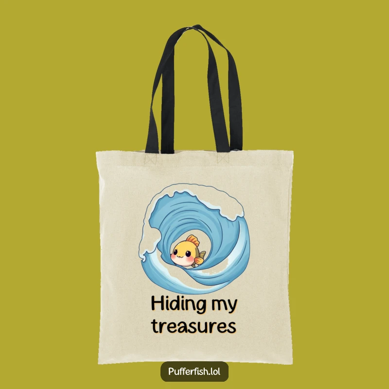 Funny Shy Fish Wave Tote Bag - Carry Your Curiosity with Style